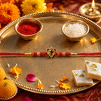 ALVENZA Ganesh Rudraksha Beads Rakhi – Traditional Blessing Gift for Brothers