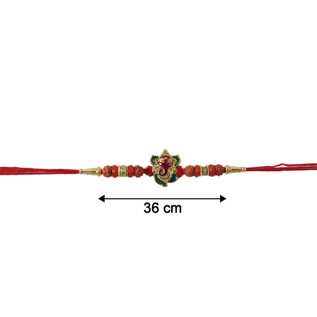 ALVENZA Ganesh Rudraksha Beads Rakhi – Traditional Blessing Gift for Brothers