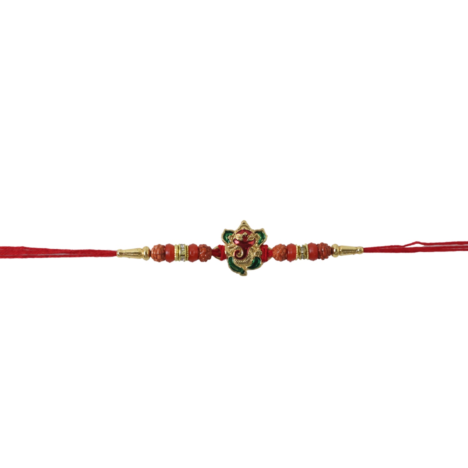 ALVENZA Ganesh Rudraksha Beads Rakhi – Traditional Blessing Gift for Brothers