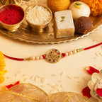 ALVENZA Rakhi – Elegant pearl bead design with red thread for siblings
