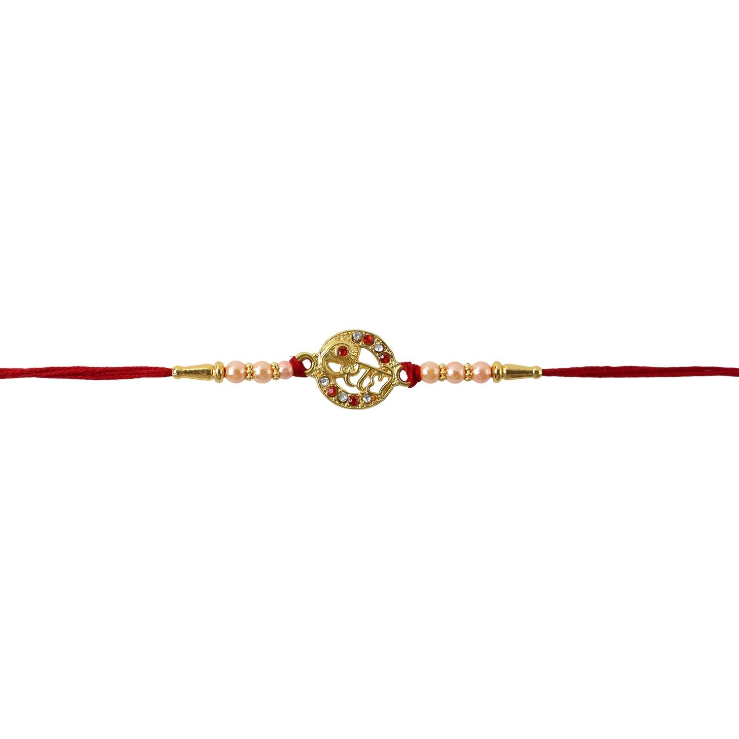 ALVENZA Rakhi – Elegant pearl bead design with red thread for siblings