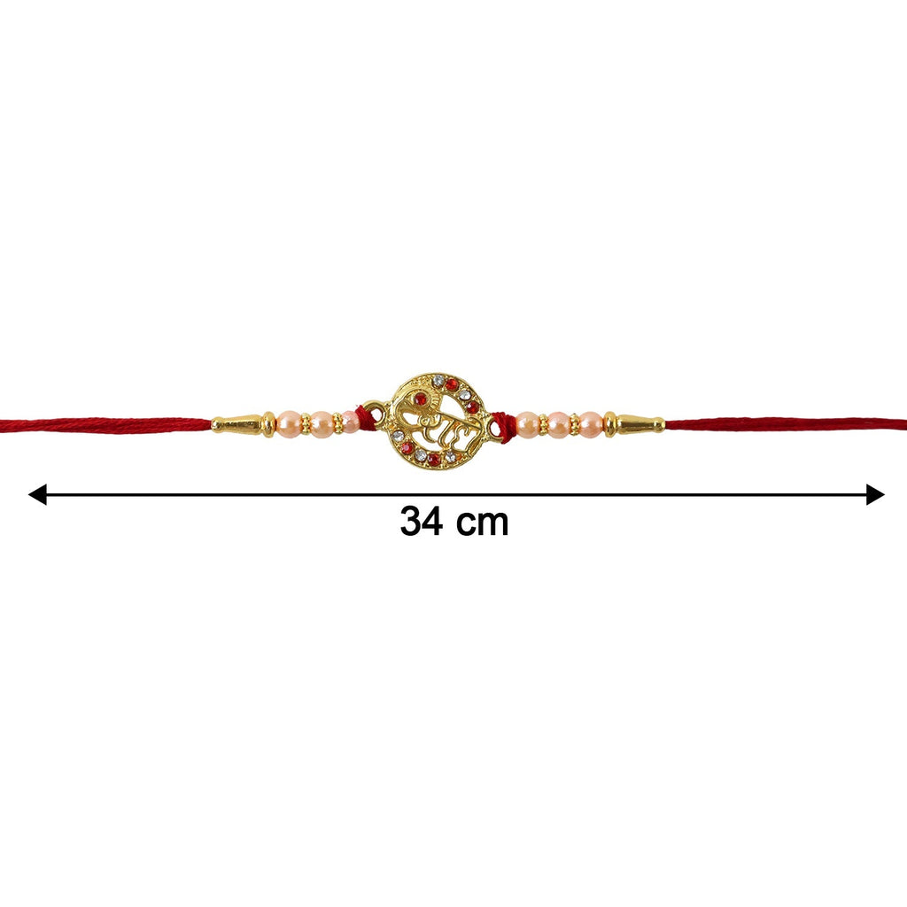 ALVENZA Rakhi – Elegant pearl bead design with red thread for siblings
