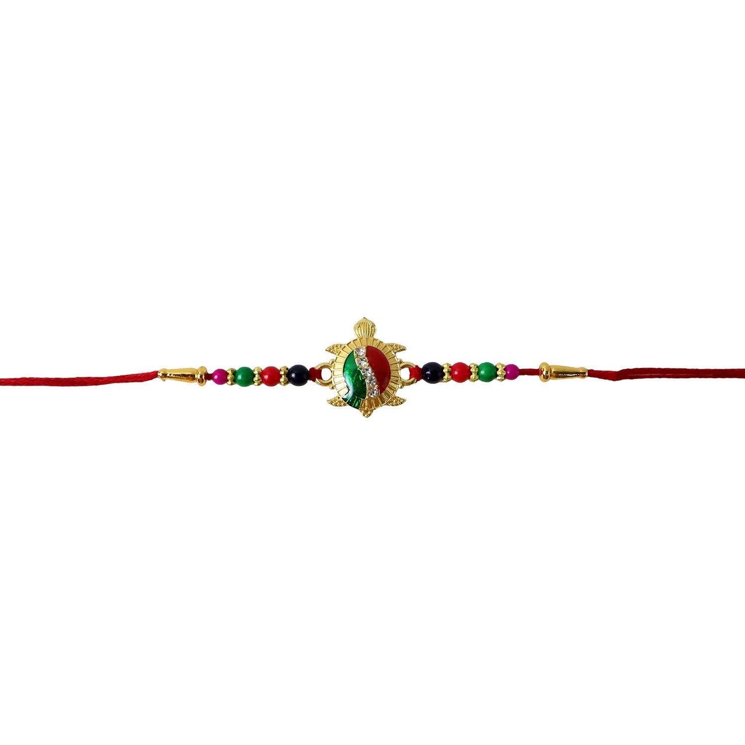 ALVENZA Rakhi – Elegant Turtle Design with Stone Work & Red Thread
