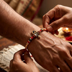 ALVENZA Rakhi – Traditional Damru Trishul Beaded Design for Raksha Bandhan
