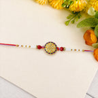 ALVENZA Round Stone Rakhi – Elegant White Beads for Rakshabandhan