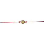 ALVENZA Round Stone Rakhi – Elegant White Beads for Rakshabandhan
