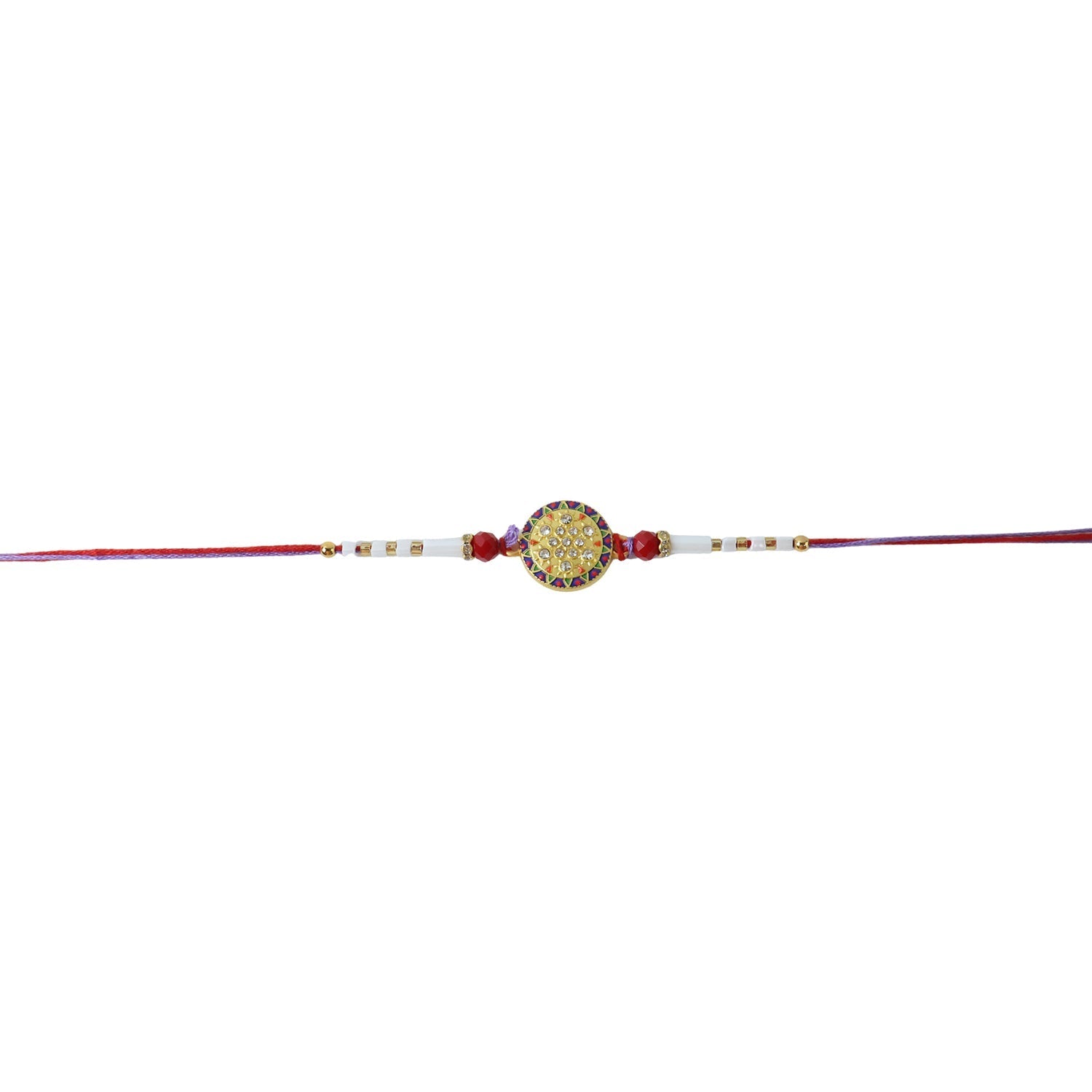 ALVENZA Round Stone Rakhi – Elegant White Beads for Rakshabandhan