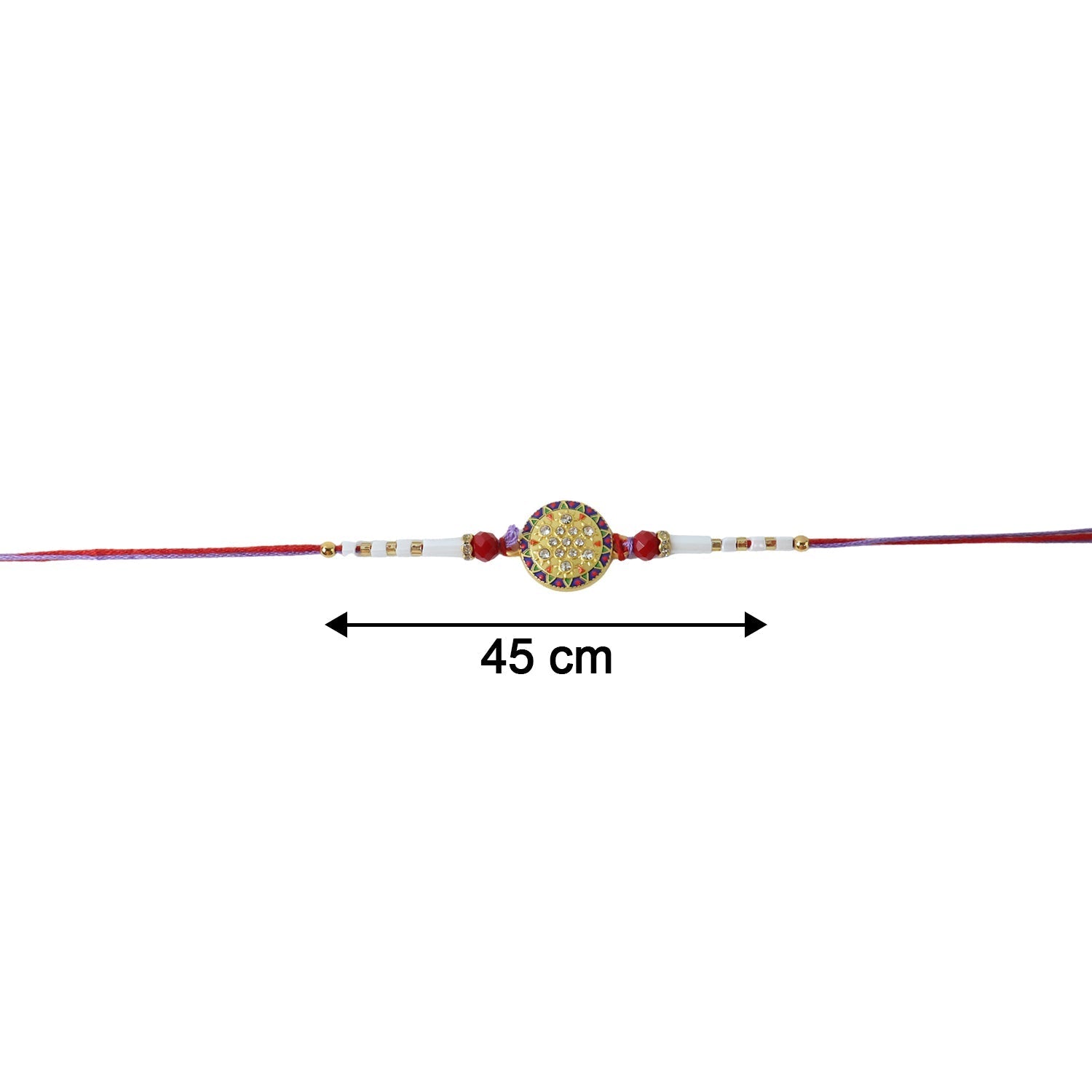 ALVENZA Round Stone Rakhi – Elegant White Beads for Rakshabandhan