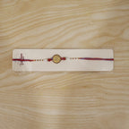 ALVENZA Round Stone Rakhi – Elegant White Beads for Rakshabandhan