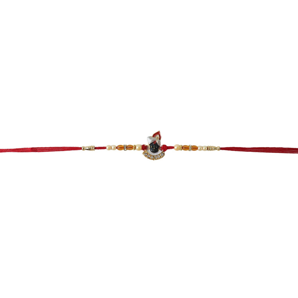 ALVENZA Rakhi – Elegant Pearl Beads & Red Thread for Brothers