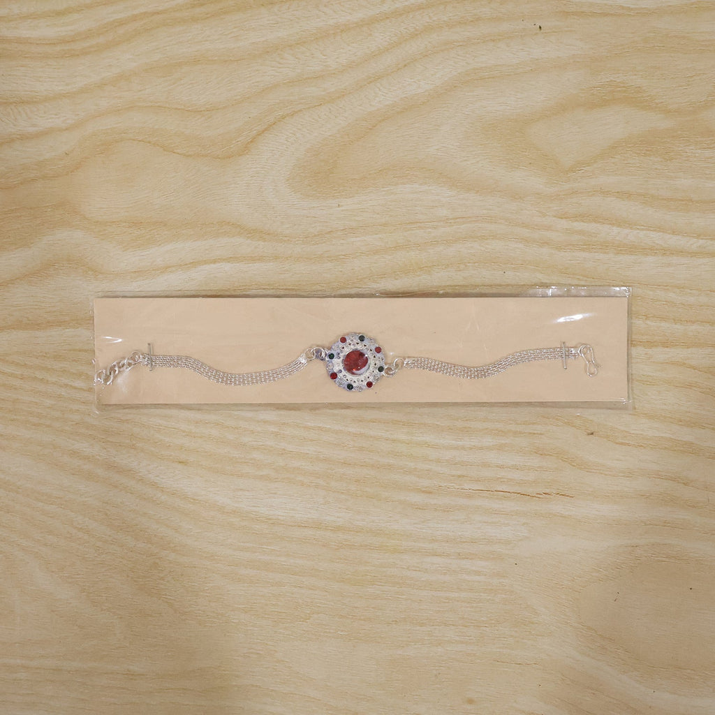 ALVENZA Silver Stone Chain Rakhi - Elegant & Durable Design