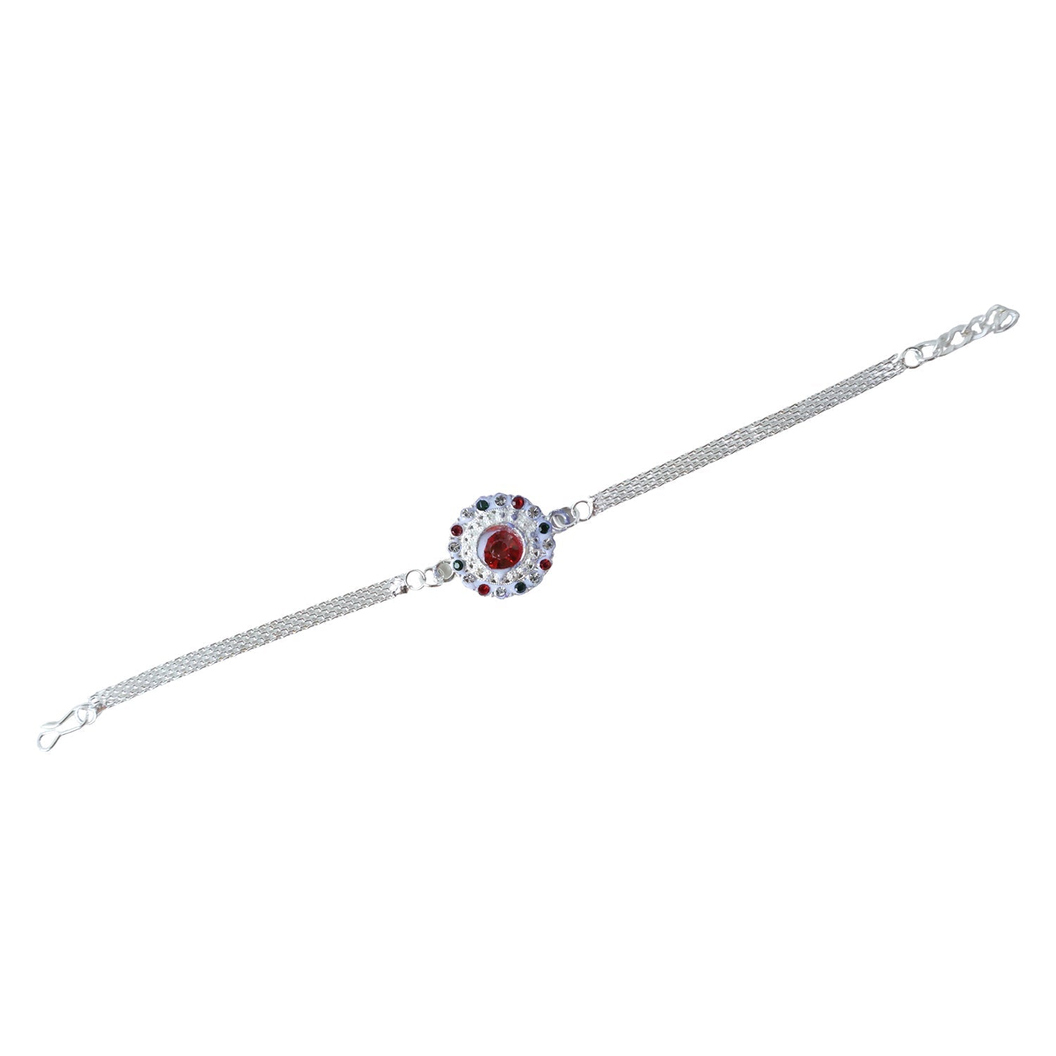 ALVENZA Silver Stone Chain Rakhi - Elegant & Durable Design