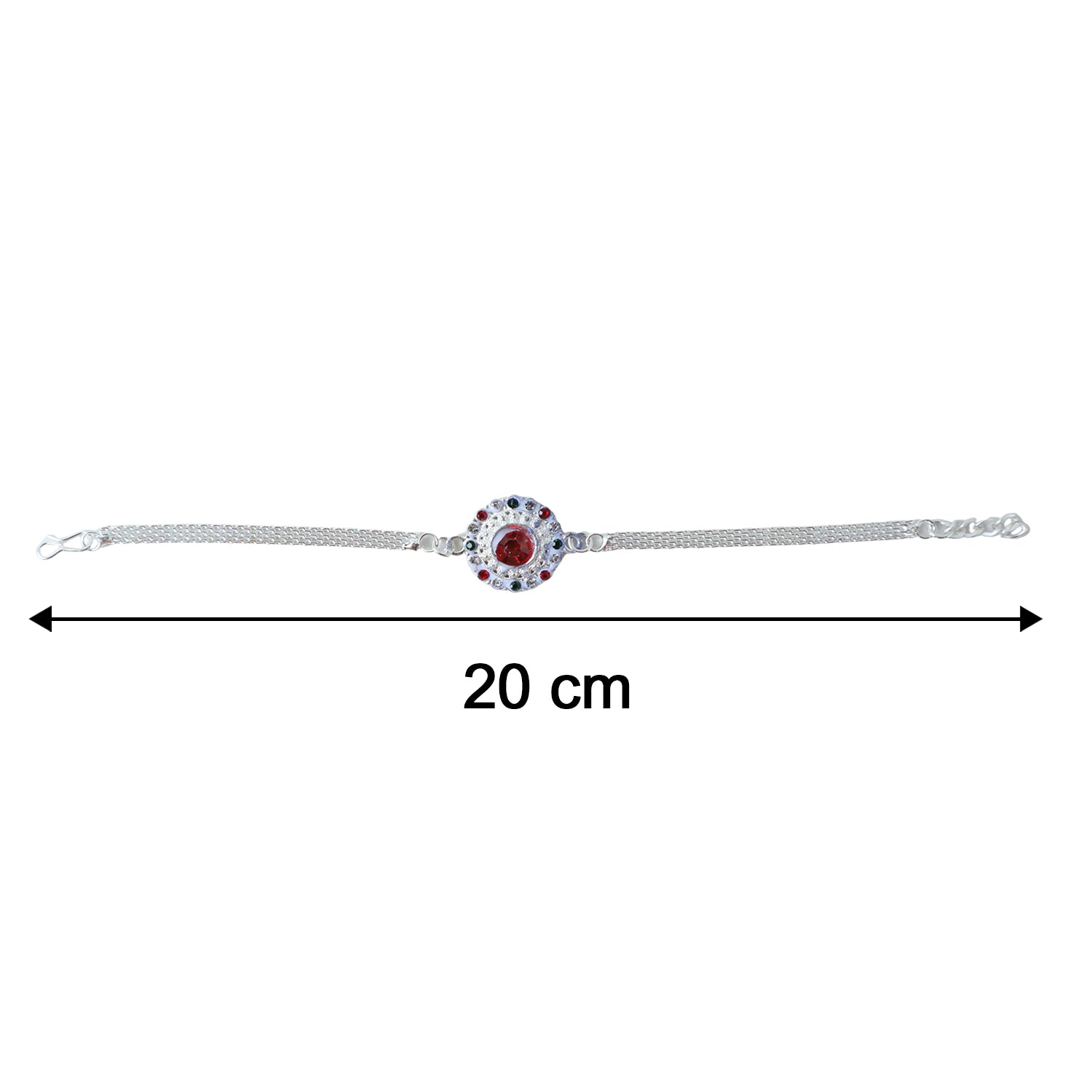 ALVENZA Silver Stone Chain Rakhi - Elegant & Durable Design
