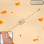 ALVENZA Silver Radhe Radhe Rakhi – Elegant & Spiritual Design for Brothers