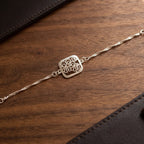 ALVENZA Silver Radhe Radhe Rakhi – Elegant & Spiritual Design for Brothers