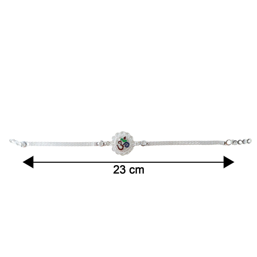 ALVENZA Silver Om Chain Rakhi – Elegant & Meaningful Festival Gift