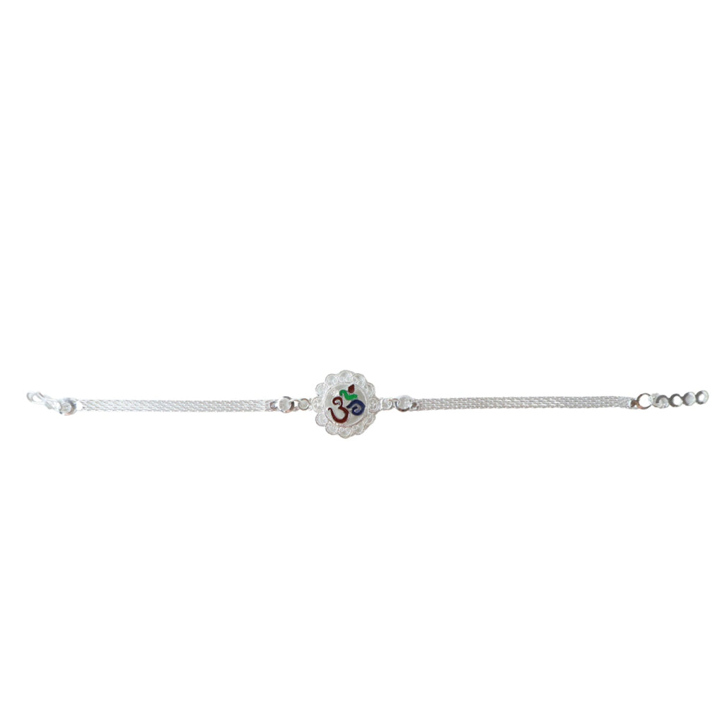 ALVENZA Silver Om Chain Rakhi – Elegant & Meaningful Festival Gift