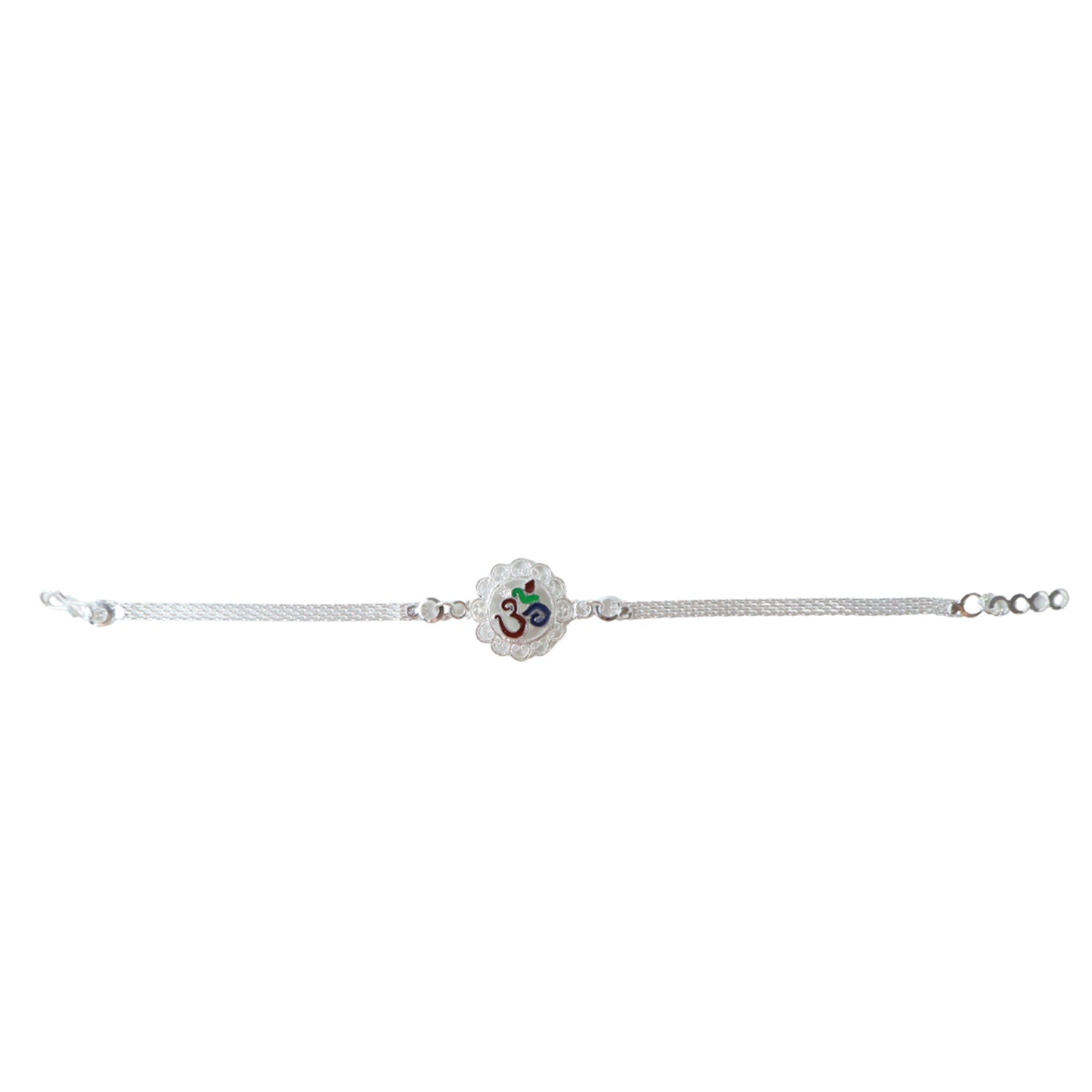 ALVENZA Silver Om Chain Rakhi – Elegant & Meaningful Festival Gift