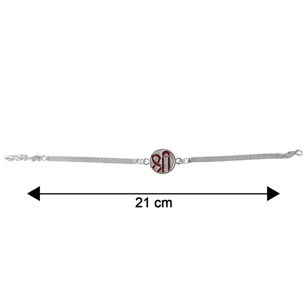 ALVENZA Rakhi – Elegant Silver Shree Chain with Round Center Plate