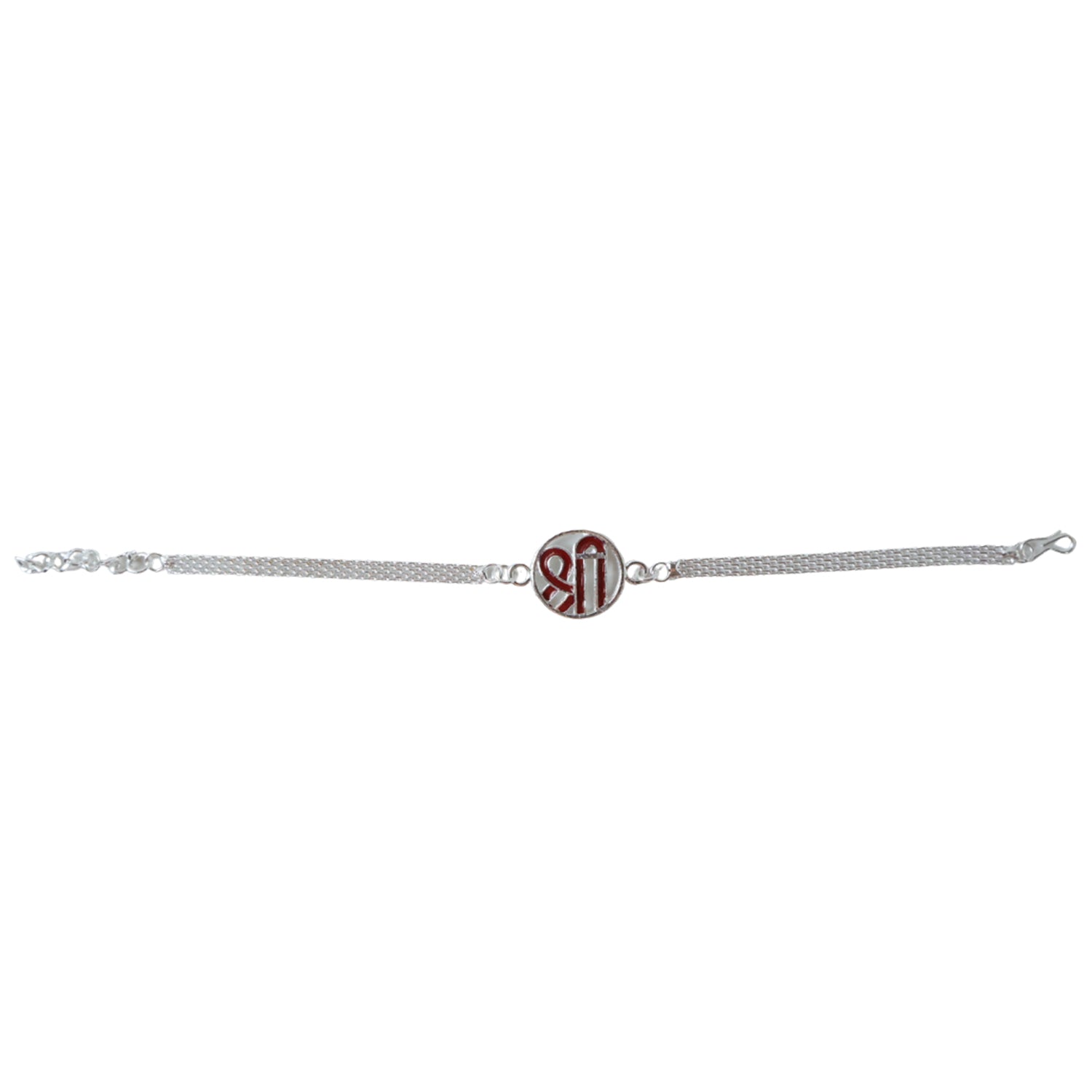 ALVENZA Rakhi – Elegant Silver Shree Chain with Round Center Plate