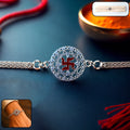 ALVENZA Rakshabandhan Silver Swastik Rakhi – Elegant Designer Gift