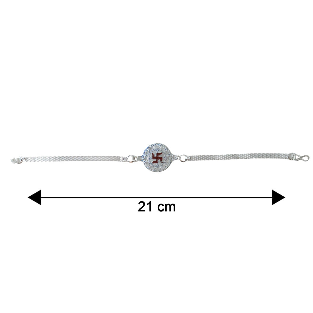 ALVENZA Rakshabandhan Silver Swastik Rakhi – Elegant Designer Gift