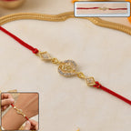 ALVENZA Om Rakhi – Elegant Stone Work & Red Thread for Raksha Bandhan