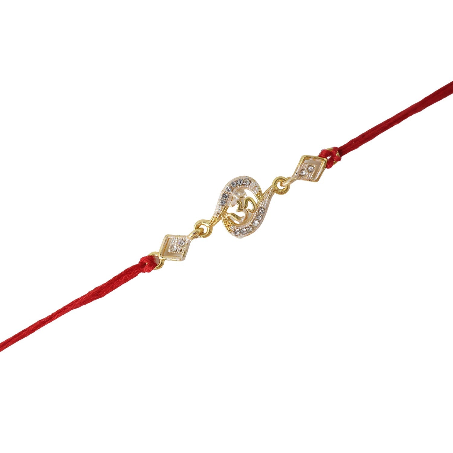 ALVENZA Om Rakhi – Elegant Stone Work & Red Thread for Raksha Bandhan
