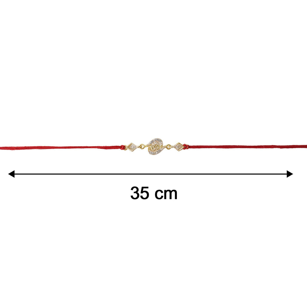 ALVENZA Om Rakhi – Elegant Stone Work & Red Thread for Raksha Bandhan