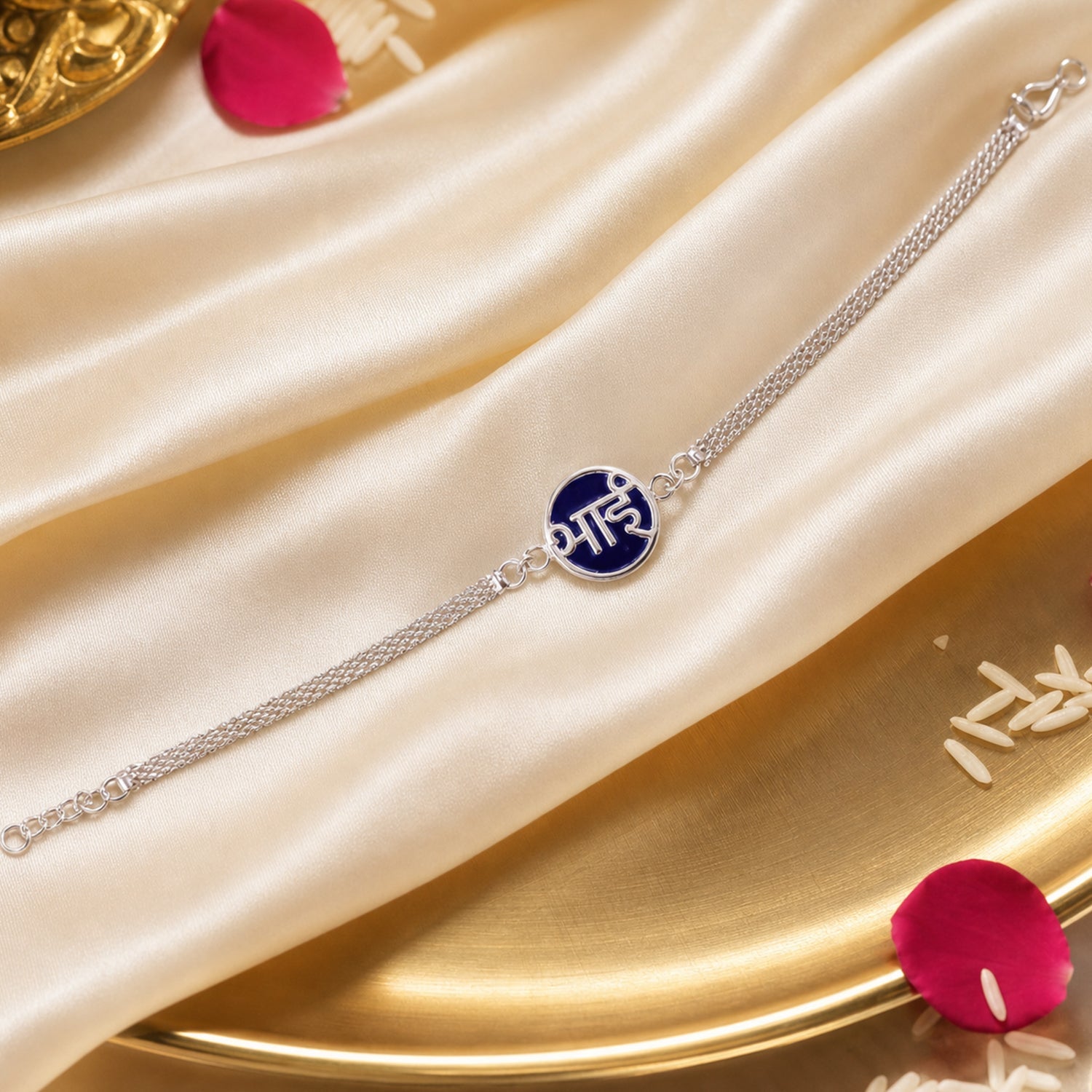 ALVENZA Silver Chain Rakhi, Elegant & Stylish for Brothers