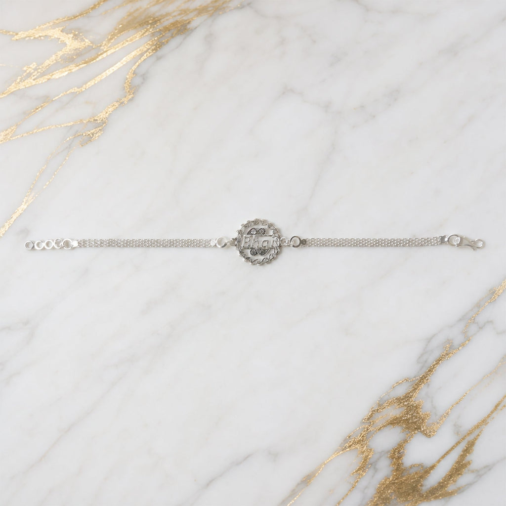 ALVENZA Silver Bhai Chain Rakhi, Modern Design for Raksha Bandhan