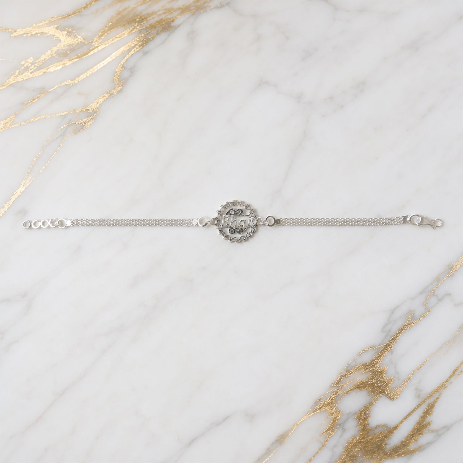 ALVENZA Silver Bhai Chain Rakhi, Modern Design for Raksha Bandhan
