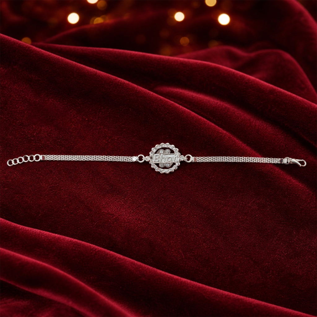 ALVENZA Silver Bhai Chain Rakhi, Modern Design for Raksha Bandhan