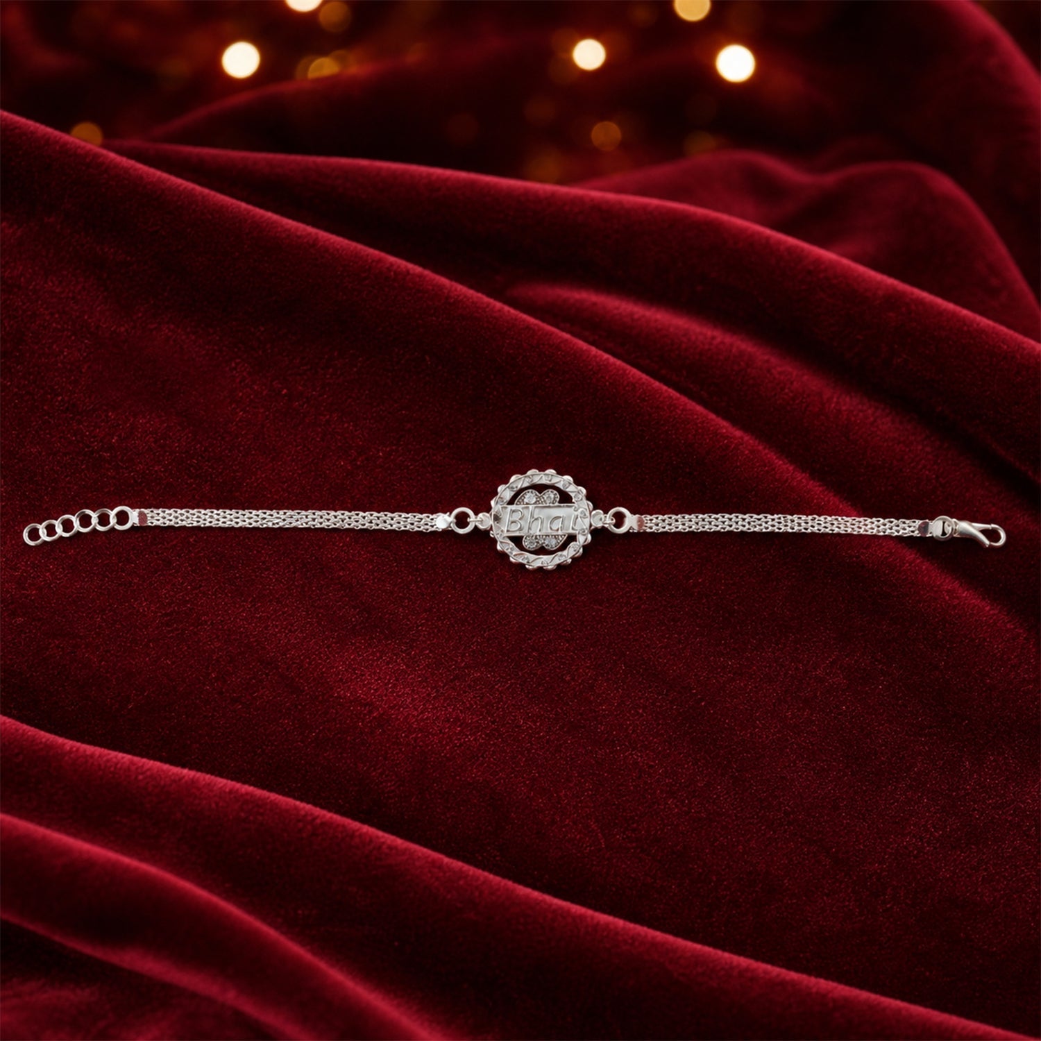 ALVENZA Silver Bhai Chain Rakhi, Modern Design for Raksha Bandhan
