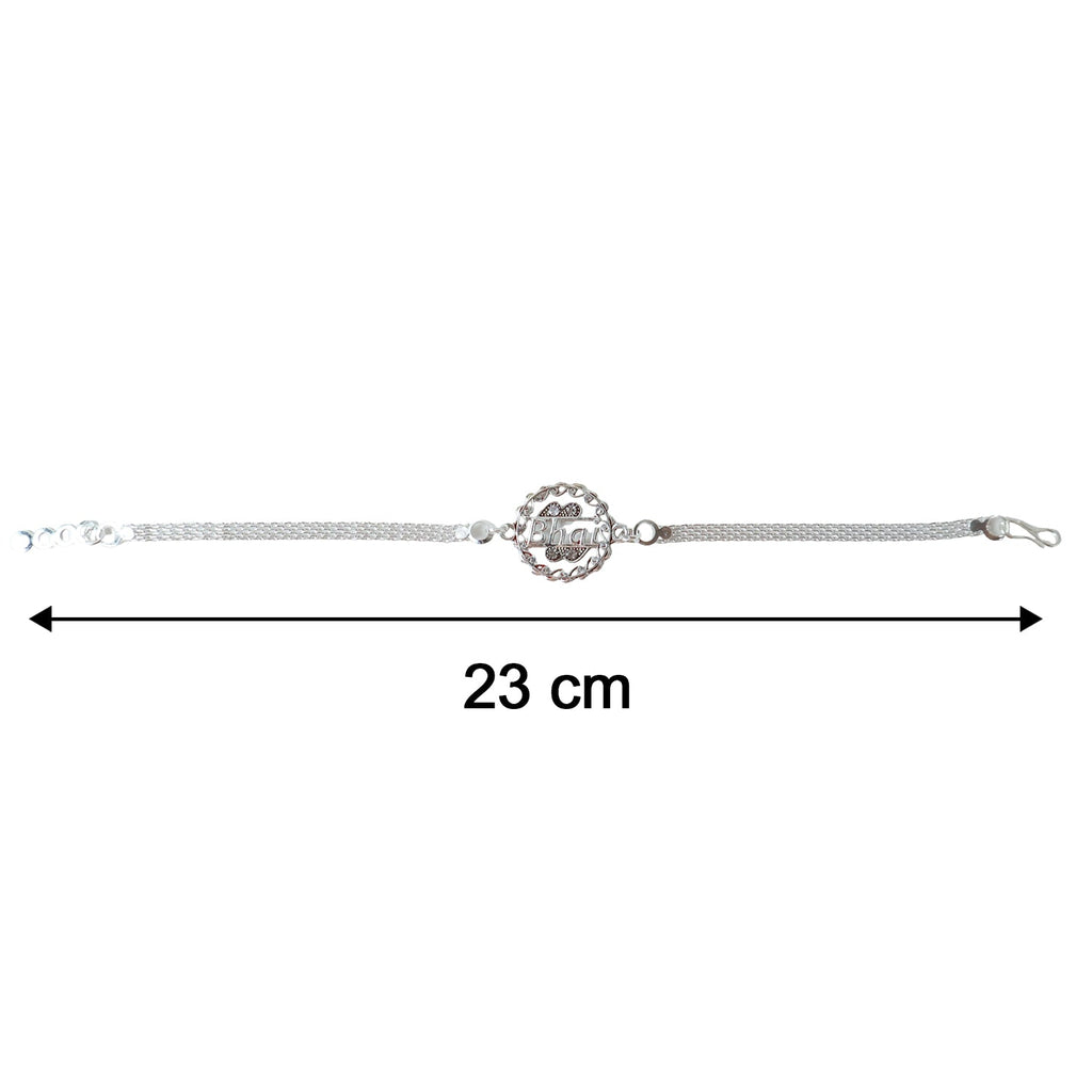 ALVENZA Silver Bhai Chain Rakhi, Modern Design for Raksha Bandhan