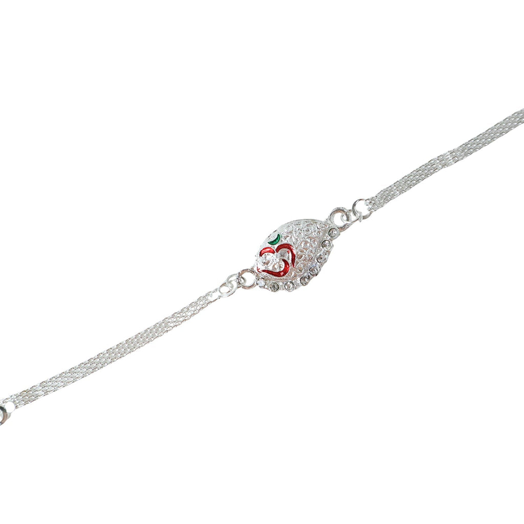 ALVENZA Silver Om Chain Rakhi – Elegant & Lightweight Design for Raksha Bandhan