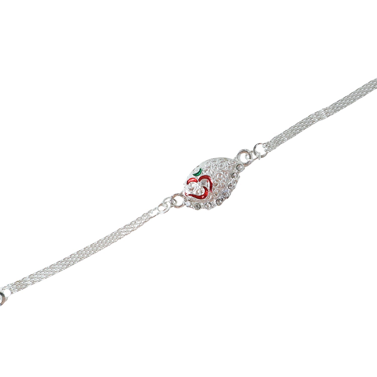 ALVENZA Silver Om Chain Rakhi – Elegant & Lightweight Design for Raksha Bandhan