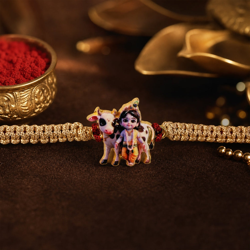 ALVENZA Krishna Cow Rakhi – Traditional & Stylish Brother Gift