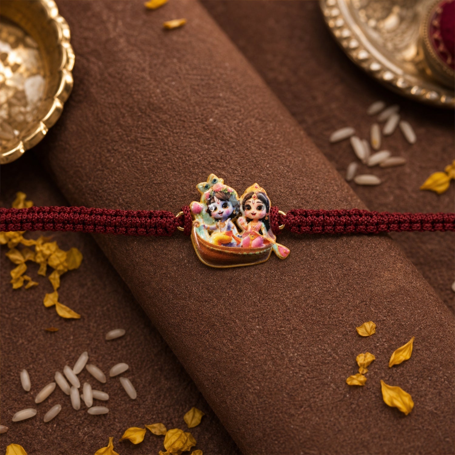 ALVENZA Krishna Boat Design Fancy Dori Rakhi – Elegant Brother Gift Idea