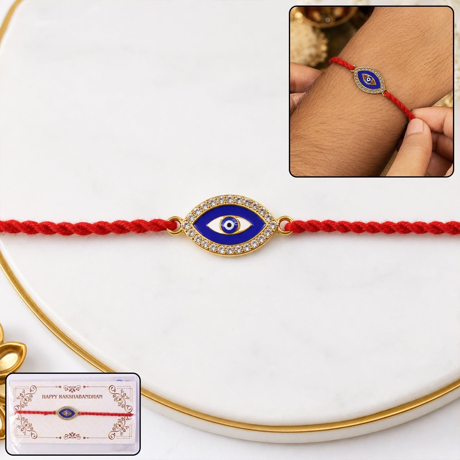 ALVENZA Blue Evil Eye Rakhi Stylish Protective Raksha Bandhan Thread