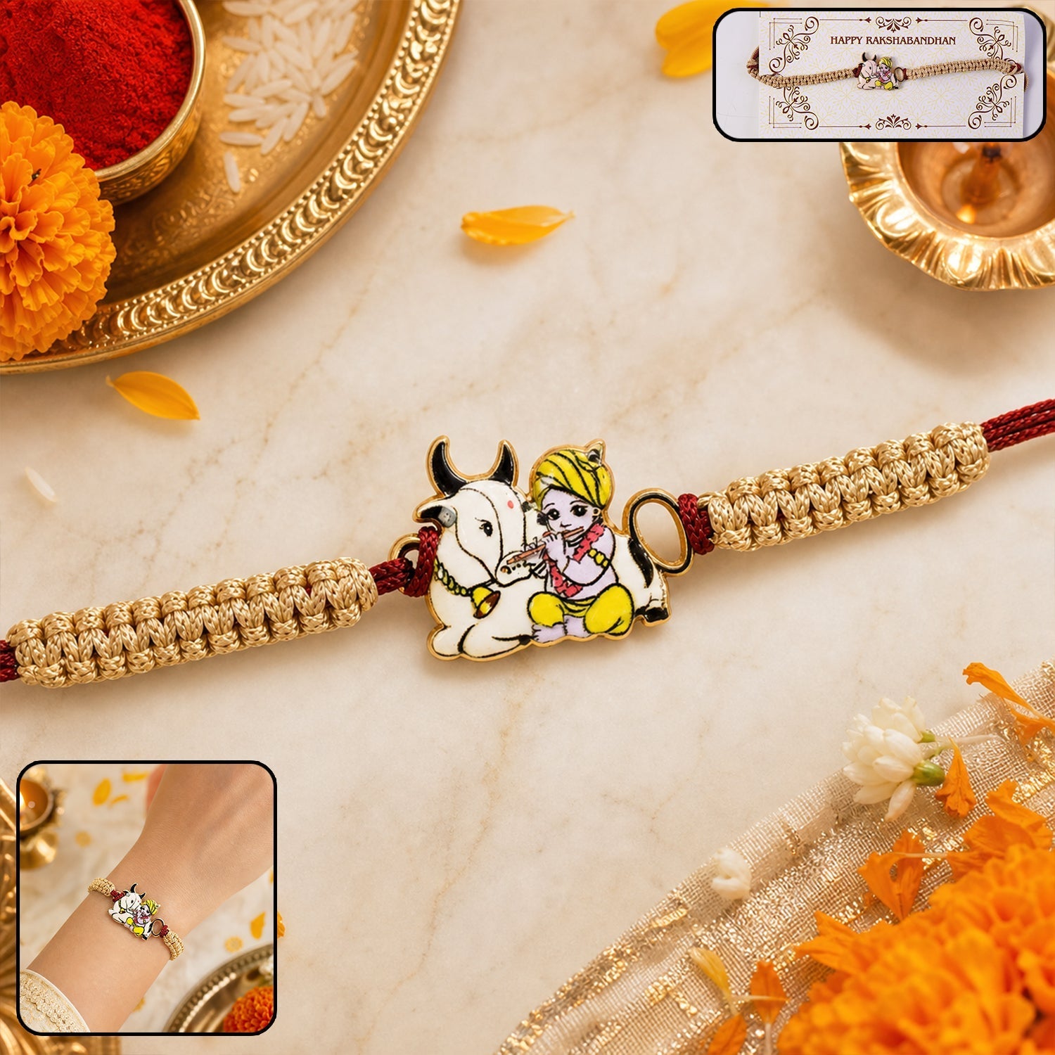 ALVENZA Krishna Rakhi – Elegant Traditional Brother Gift for Rakshabandhan