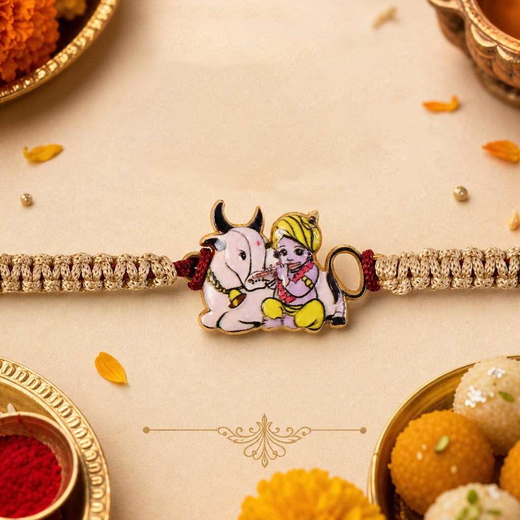 ALVENZA Krishna Rakhi – Elegant Traditional Brother Gift for Rakshabandhan