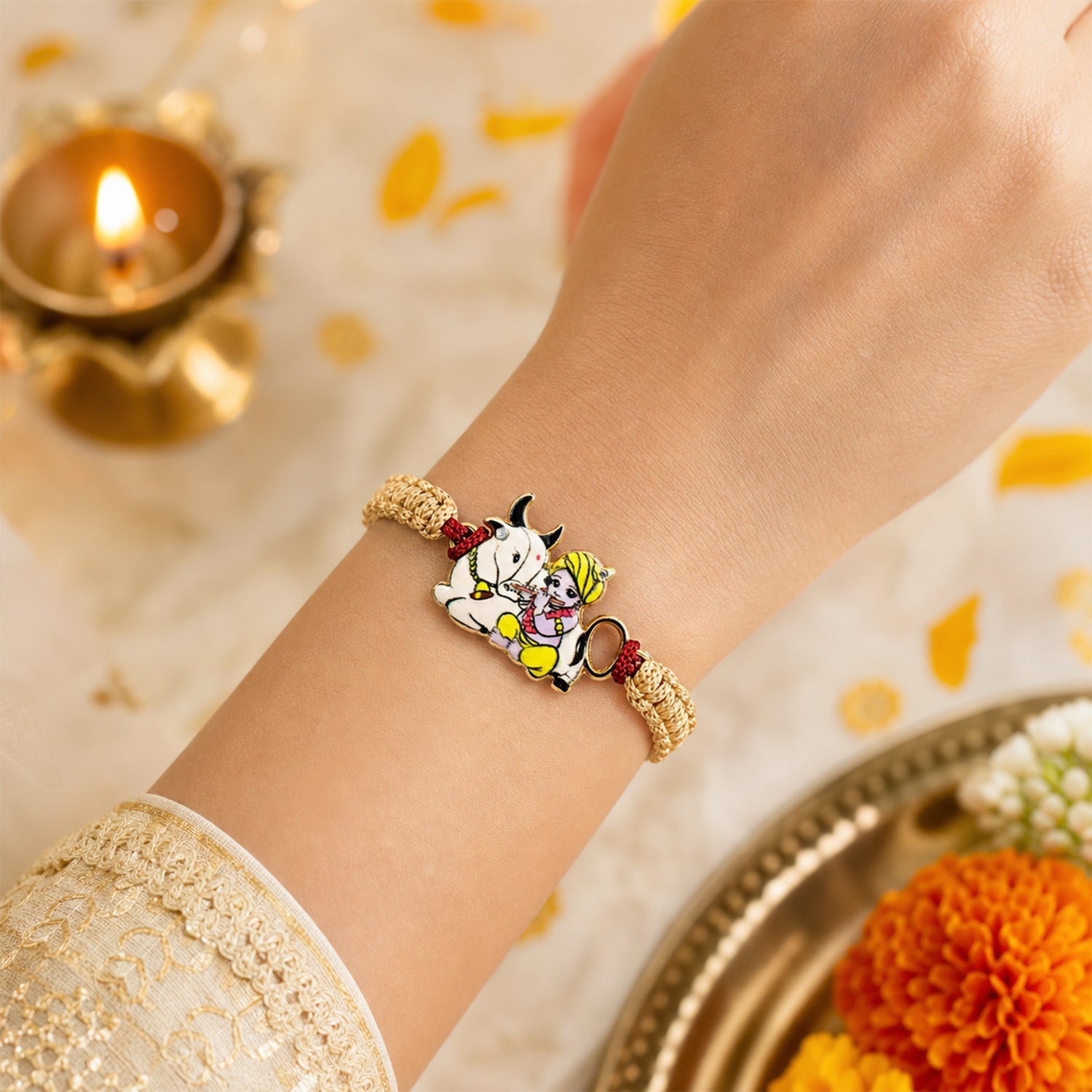 ALVENZA Krishna Rakhi – Elegant Traditional Brother Gift for Rakshabandhan