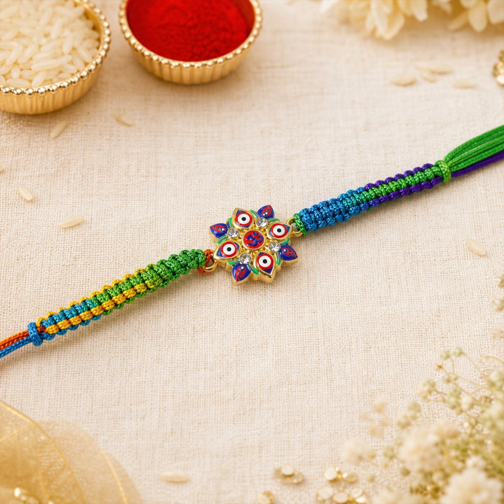 ALVENZA Evil Eye Om Rakhi – Stylish & Comfortable for Raksha Bandhan
