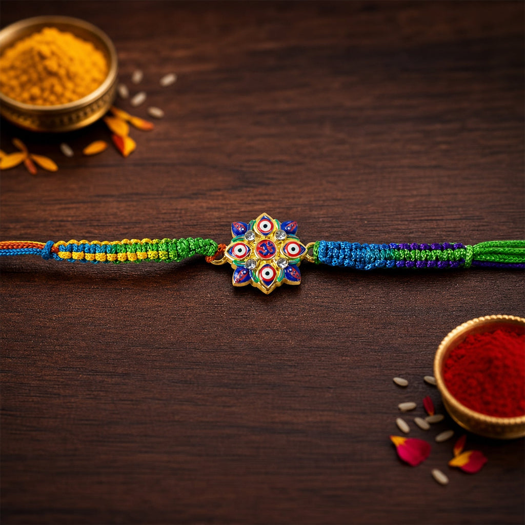 ALVENZA Evil Eye Om Rakhi – Stylish & Comfortable for Raksha Bandhan