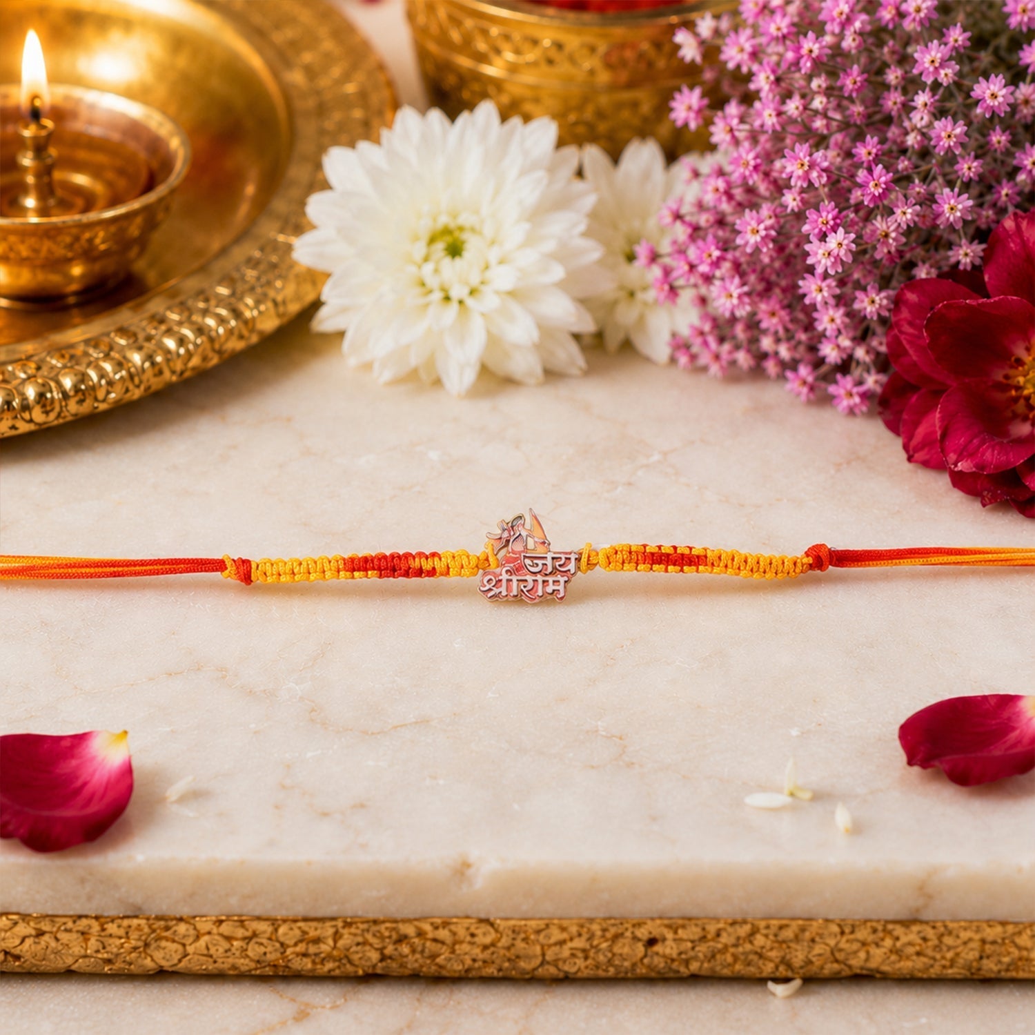 ALVENZA Jay Shree Ram Rakhi, Elegant Dori Design for Brothers