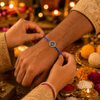ALVENZA Om Rakhi – Elegant Blue Dori for Brothers on Raksha Bandhan