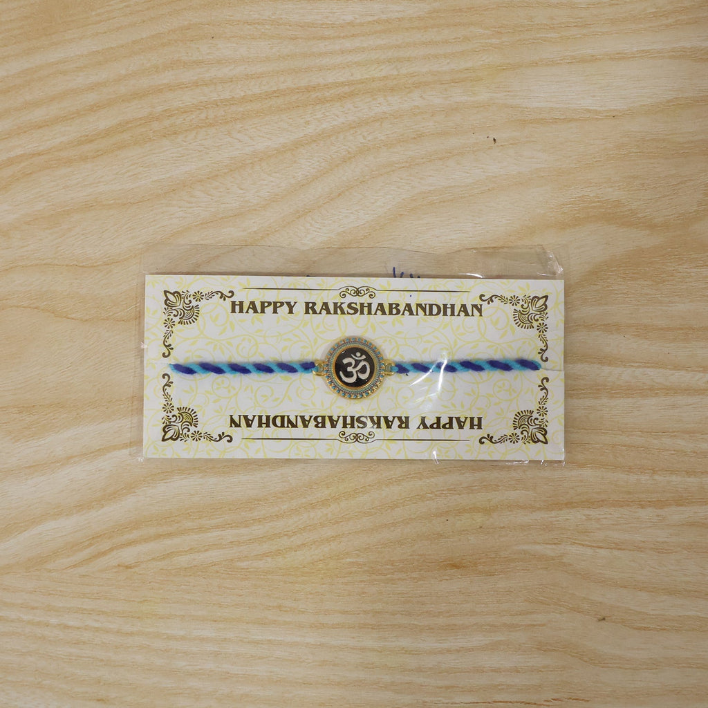 ALVENZA Om Rakhi – Elegant Blue Dori for Brothers on Raksha Bandhan