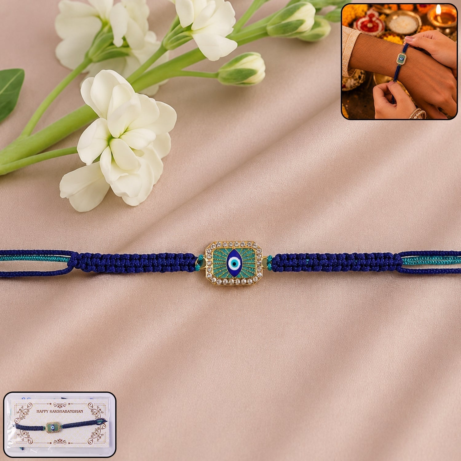 ALVENZA Evil Eye Rakhi – Elegant & Symbolic Brother & Sister Gift