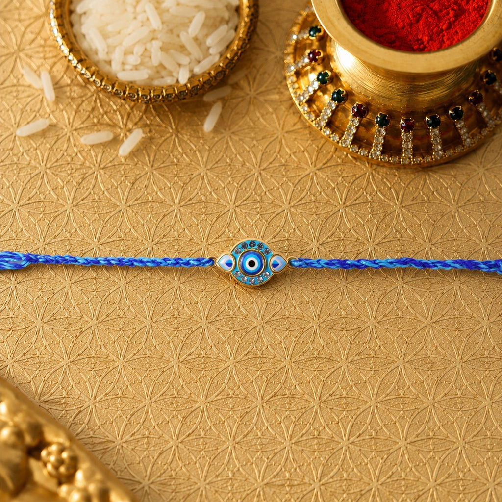 ALVENZA Blue Evil Eye Rakhi – Stylish and Protective for Raksha Bandhan